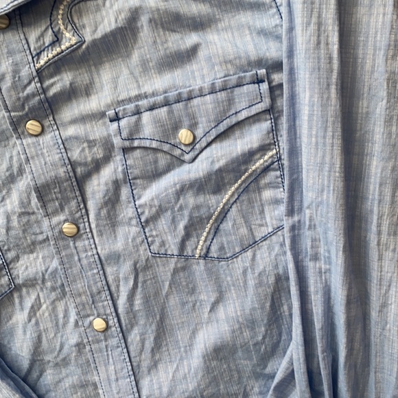 Rock 47 by Wrangler Western Shirt {Light Blue} S - Picture 4 of 9